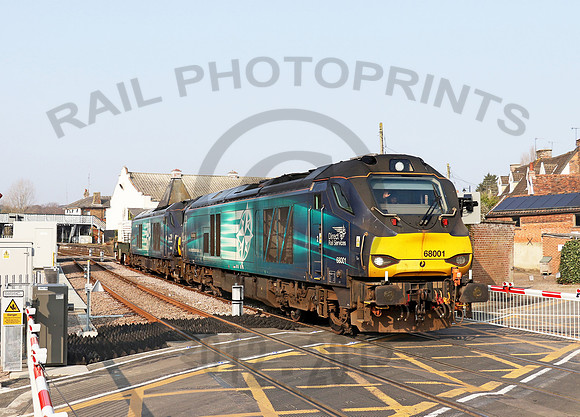 68001 + 68016 Depart Woodbridge with 6L70 01-03 Crewe - Sizewell CEGB 20-04-21  JD001
